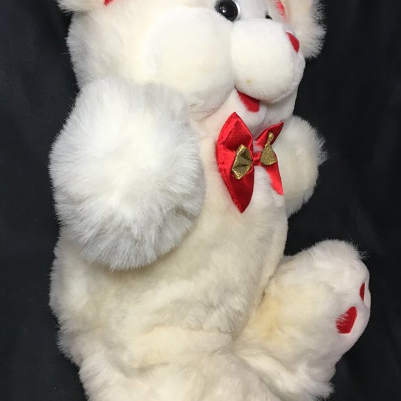 RARE Dan Dee Vintage MTY Teddy Bear Plush Red Satin Hearts 16" VHTF - Picture 4 of 9